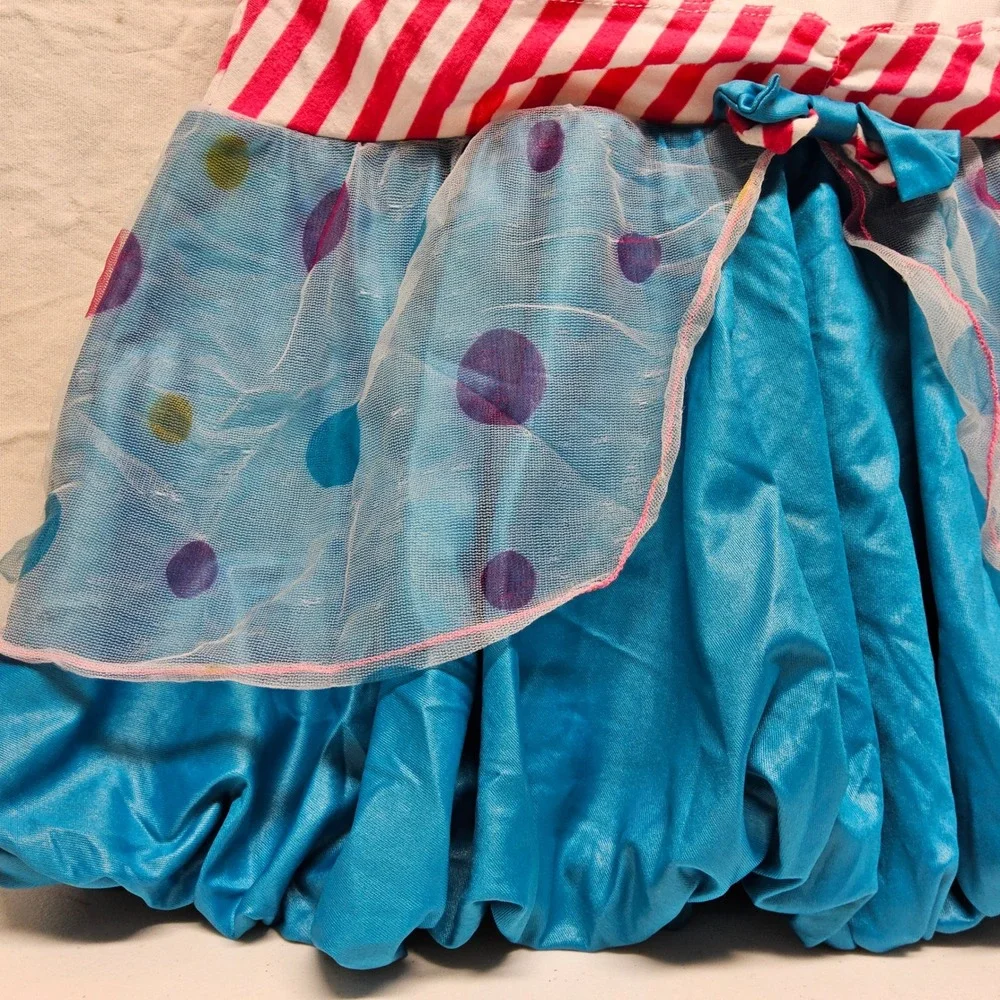 Spirit Halloween Dotsy Clown Costume Dress Girls XXL 14-16 White Blue Polka Dot - Picture 7 of 10